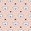 Cute seamless pattern with doodle animals - teddy bears. Royalty Free Stock Photo
